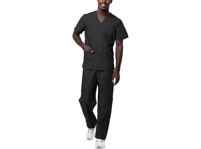 Classic V-Neck Top & Drawstring Pants Scrub Set