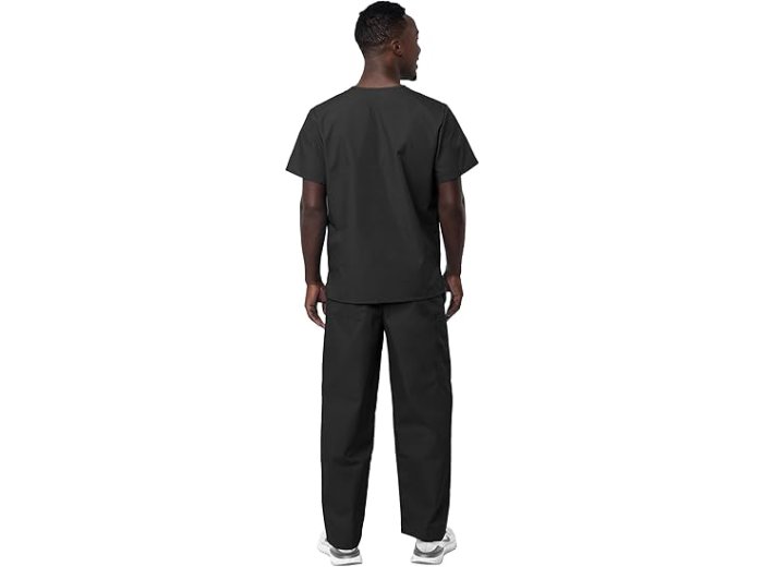 Classic V-Neck Top & Drawstring Pants Scrub Set