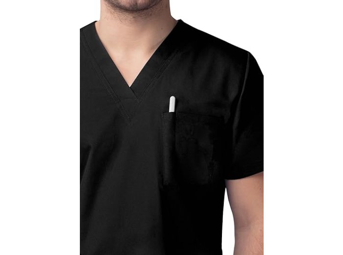 Classic V-Neck Top & Drawstring Pants Scrub Set