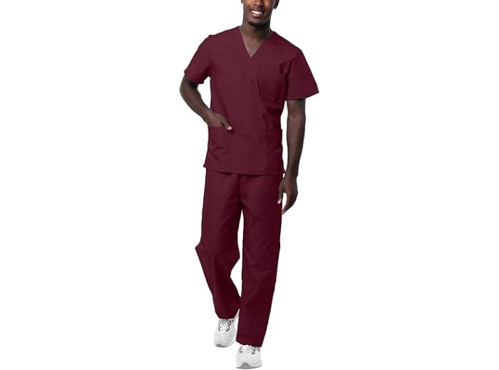 Classic V-Neck Top & Drawstring Pants Scrub Set