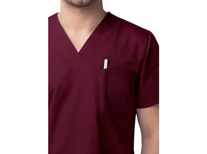 Classic V-Neck Top & Drawstring Pants Scrub Set