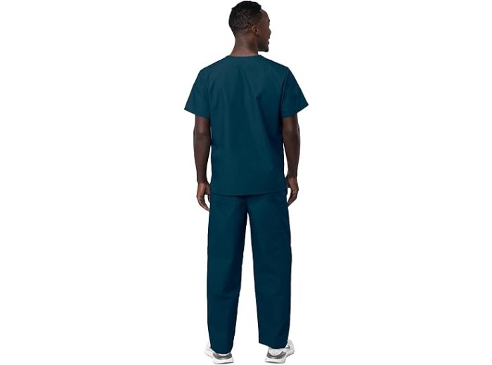 Classic V-Neck Top & Drawstring Pants Scrub Set