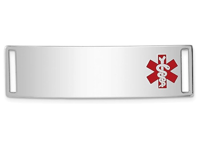 Medical Tag, Sterling Silver, Rhodium Plated