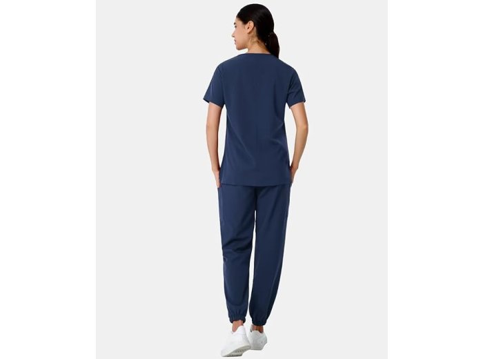 V-Neck Scrubs Top & Jogger Pants Medical Scrubs Set with 8 Pockets, Yoga Waistband