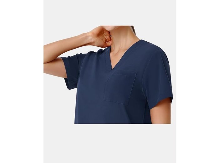 V-Neck Scrubs Top & Jogger Pants Medical Scrubs Set with 8 Pockets, Yoga Waistband