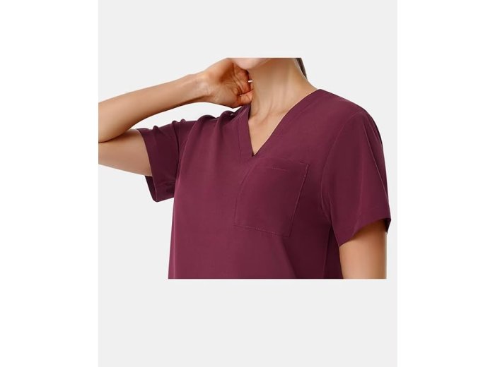 V-Neck Scrubs Top & Jogger Pants Medical Scrubs Set with 8 Pockets, Yoga Waistband