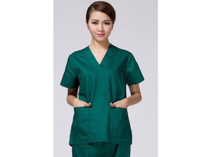 Classic V-Neck Top & Drawstring Pants Scrub Set