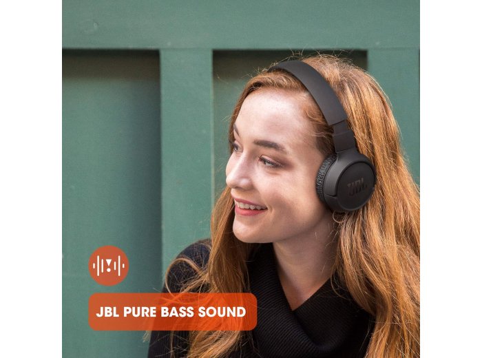 JBL Tune 510BT - Bluetooth headphones with up to 40 hours battery, microphone for call, foldable and comfortable, Android and iOs compatible (Black)