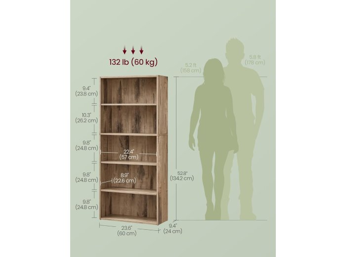 Wooden Storage Cabinet, Bookshelf, 72 in.