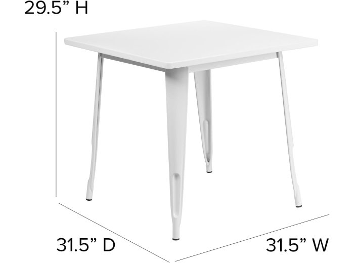 31.5" Square White Metal