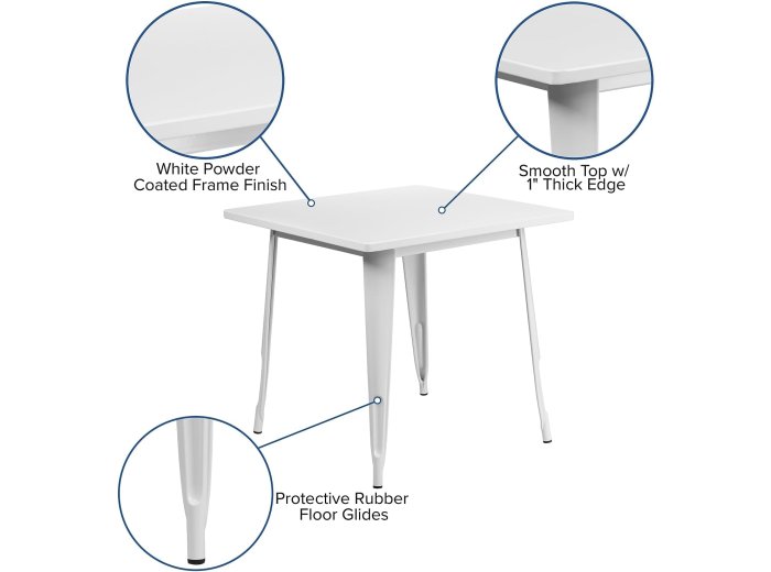 31.5" Square White Metal