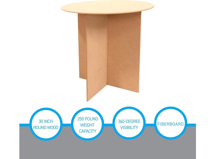 30 Inch Round Wood Display Table - 250 Pound Weight Capacity