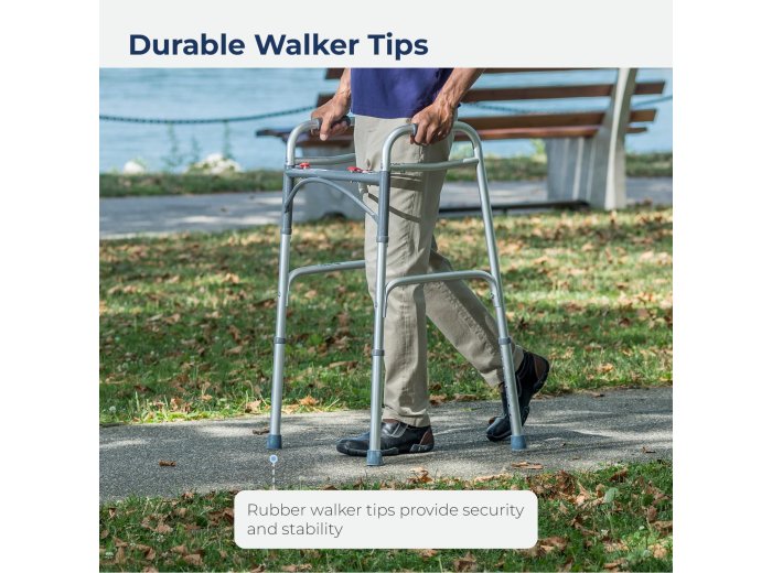 Folding Walker with Wheels for Seniors and Adults Weighing Up To 350 Pounds, Adjustable Height, Silver