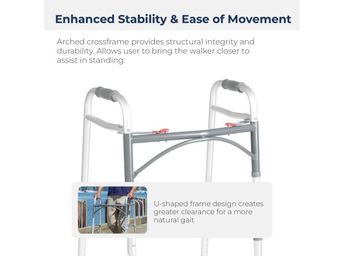Folding Walker with Wheels for Seniors and Adults Weighing Up To 350 Pounds, Adjustable Height, Silver