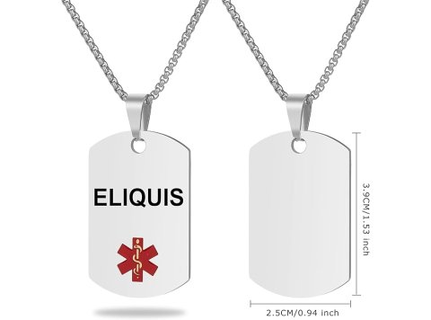 Medical Tag, Sterling Silver