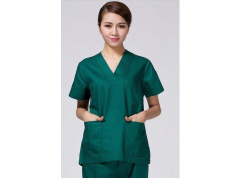 Classic V-Neck Top & Drawstring Pants Scrub Set