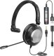 SB & 3.5mm Headset with Mic for Laptop PC,Wired On Ear Computer Headphones with Noise Cancelling Microphone,in-line Control for Office Work,Call Center,Video Meeting（Black）