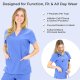 Pack 3 - Women’s Basic 7-Pocket Pink Scrub Top Modern V-Neck