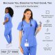 Pack 3 - Women’s Basic 7-Pocket Pink Scrub Top Modern V-Neck